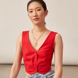 NWT Anthropologie Mare Mare Red Cropped Vest Size XL